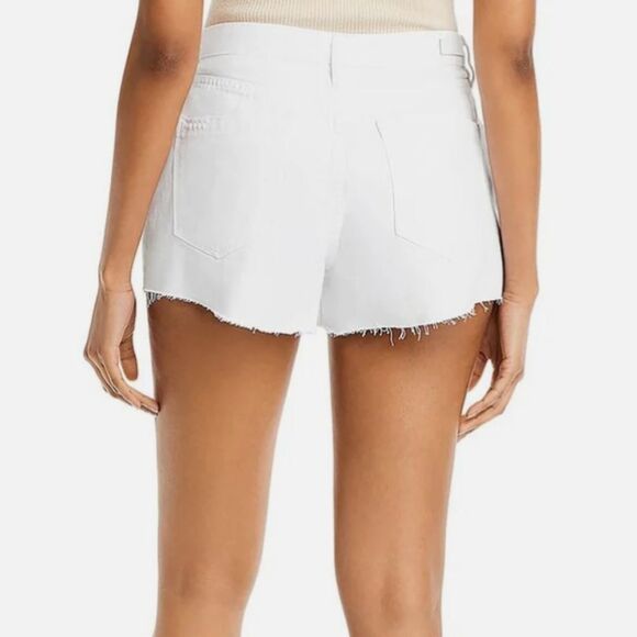 BLANKNYC The Barrow Vintage High Waist Eyelet Raw Hem Denim Shorts White Size 27 - Picture 2 of 13